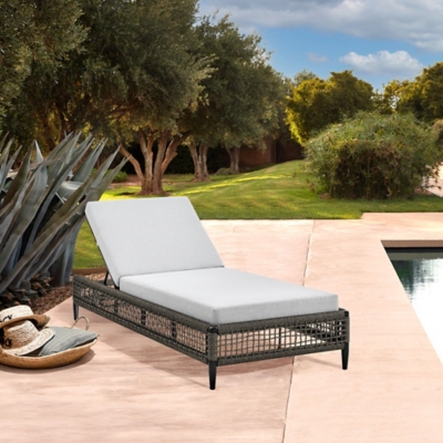 Armen Living Alegria Outdoor Chaise Lounge Chair, Light Gray