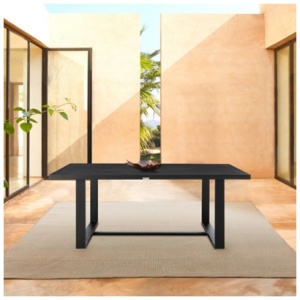 Armen Living Alegria Outdoor Dining Table, Black