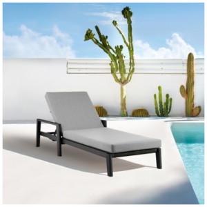Armen Living Cayman Outdoor Chaise Lounge Chair, Black