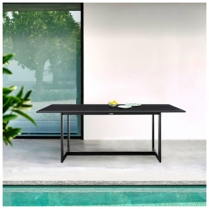 Armen Living Cayman Outdoor Dining Table, Black