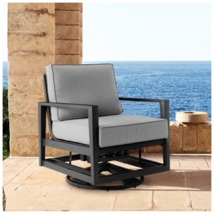 Armen Living Cayman Outdoor Swivel Chair, Black