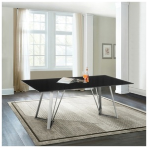 Armen Living Cressida Dining Table, Black/Stainless Steel