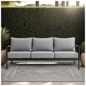 Armen Living Crown Outdoor Sofa, Dark Gray