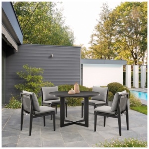 Armen Living Dine Outdoor Dining Table and 4 chairs, Dark Gray
