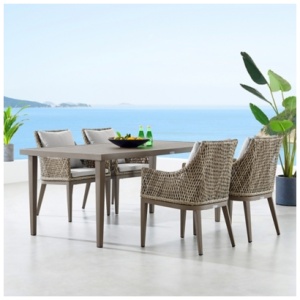Armen Living Grenada Outdoor Dining Table and 4 Chairs, Gray