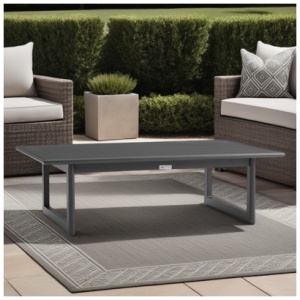 Armen Living Menorca Outdoor Coffee Table, Dark Gray