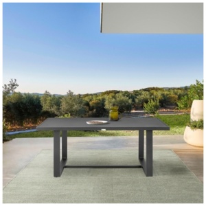 Armen Living Menorca Outdoor Dining Table, Dark Gray