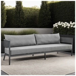 Armen Living Menorca Outdoor Sofa, Dark Gray