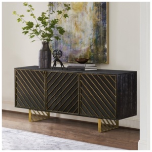 Armen Living Monaco Sideboard, Black Red/Antique Brass