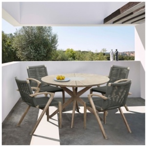 Armen Living Oasis Outdoor Dining Table and 4 Chairs, Black