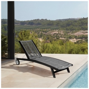 Armen Living Odette Outdoor Chaise Lounge Chair, Gray
