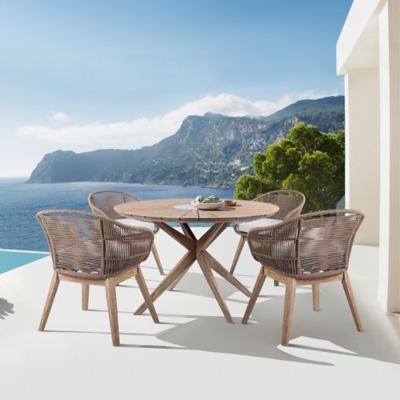 Armen Living Tutti Frutti Outdoor Dining Table and 4 Chairs, Truffle/Light Brown