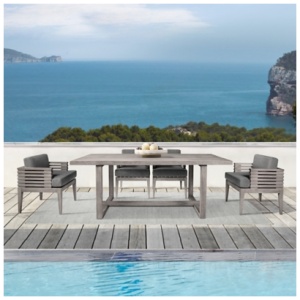 Armen Living Vivid Outdoor Dining Table and 4 Chairs, Gray