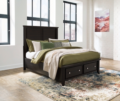 Bambori Queen Panel Storage Bed, Dark Brown