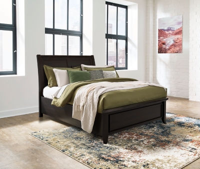 Bambori Queen Sleigh Bed, Dark Brown