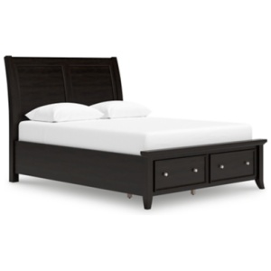 Bambori Queen Sleigh Storage Bed, Dark Brown