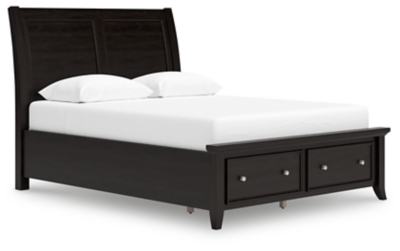 Bambori Queen Sleigh Storage Bed, Dark Brown