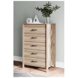 Battelle 5 Drawer Chest of Drawers, Tan