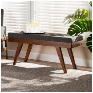 Baxton Studio 41" Alona Dining Bench, Gray