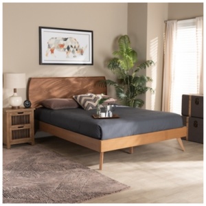 Baxton Studio Aimi Wood King Size Platform Bed, Walnut Brown