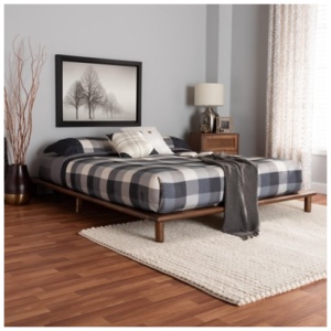 Baxton Studio Alivia King Bed Frame, Walnut Brown