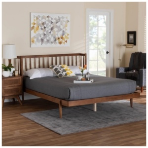 Baxton Studio Calderon Queen Panel Platform Bed, Walnut Brown