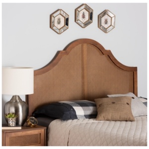 Baxton Studio Camila Queen Panel Headboard, Ash Walnut