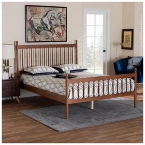 Baxton Studio Deance Queen Panel Platform Bed, Walnut Brown