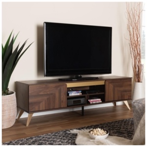 Baxton Studio Graceland 61" TV Stand, Walnut Brown