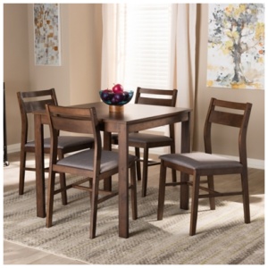Baxton Studio Lovy Dining Table and 4 Chairs Set, Gray