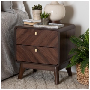 Baxton Studio Markell 19" Nightstand, Walnut Brown