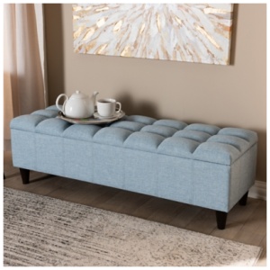 Baxton Studio Storage Bench Ottoman, Blue