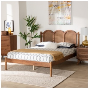 Baxton Studio Thatcher Queen Panel Platform Bed, Walnut/Natural Brown