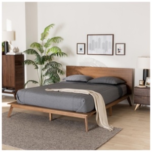 Baxton Studio Wheatley Queen Panel Platform Bed, Walnut Brown