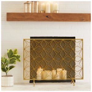 Bayberry Lane 38" x 28" Fireplace Screen, Gold