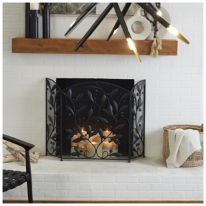 Bayberry Lane 45" x 30" Decorative Fireplace Screen, Black