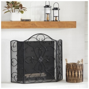 Bayberry Lane 49" x 36" Fireplace Screen, Black