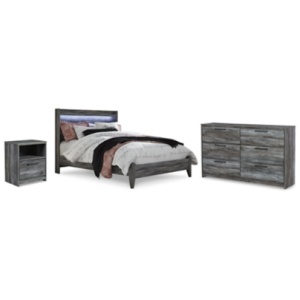 Baystorm Queen Panel Bed with Dresser and Nightstand, Gray