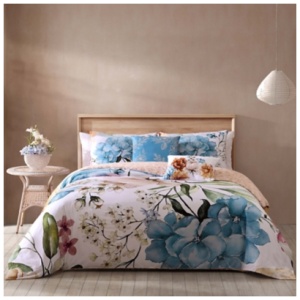 Bebejan Maia 100% Cotton 5-Piece Reversible Comforter Set, Blue