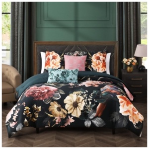 Bebejan® Botanical Birds 5 Piece Reversible Comforter Set, Black