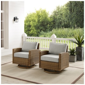 Bradenton Outdoor Swivel Rocker Chairs, Gray