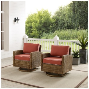Bradenton Outdoor Swivel Rocker Chairs, Sangria