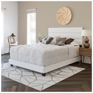 Brayan Upholstered Faux Leather Platform Bed, White