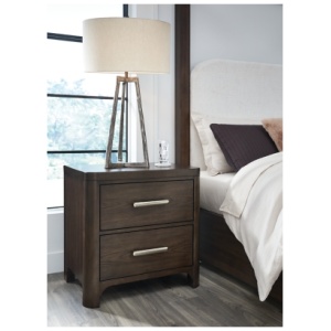 Breckington 28" 2 Drawer Charging Nightstand, Dark Brown