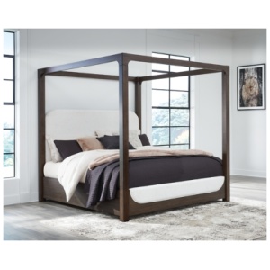 Breckington California King Next-Gen Nuvella™ Performance Fabric Canopy Bed, Dark Brown
