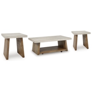 Brendalhouse Coffee Table with 2 End Tables, Light Brown