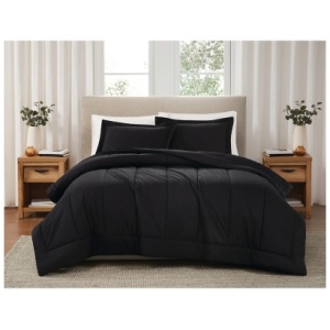 Brooklyn Loom 3-Piece Full/Queen Comforter Set, Black
