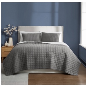 Brooklyn Loom Essential 3-Piece Full/Queen Quilt Set, Gray
