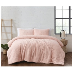 Brooklyn Loom Marshmallow Plush 3-Piece Full/Queen Comforter Set, Blush