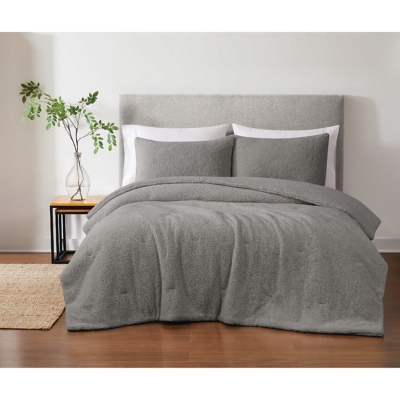 Brooklyn Loom Oversized Marshmallow 3-Piece Queen Comforter Set, Gray